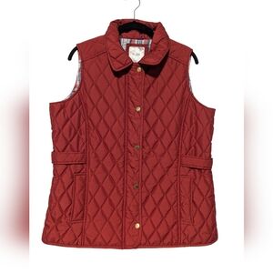 Blair Women's Sleeveless Quilted Padding  Vest jacket Size Medium Burgundy.